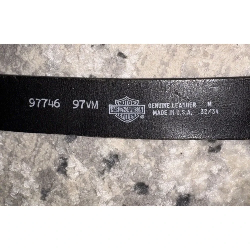 Vtg Harley Davidson 97746 Black Leather Ornate Detail Belt Mens Sz Sz 32 / 34